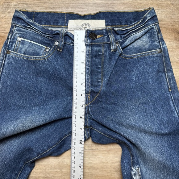 Han Selvedge Jeans Men 26x32 Blue Regular Fit Designer Modern Denim‎ Thrashed - Picture 9 of 12